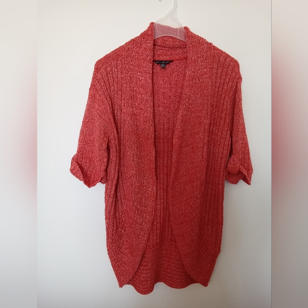 Maison Coupe Women's Orange Marled Ribbon Yarn Cocoon Sweater Oversized